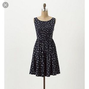 Anthropologie navy polka dot dress
